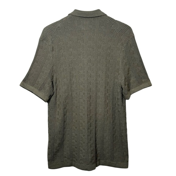 Abercrombie & Fitch Green Knit Sweater Button Down Short Sleeve Shirt Sz M - Picture 7 of 9